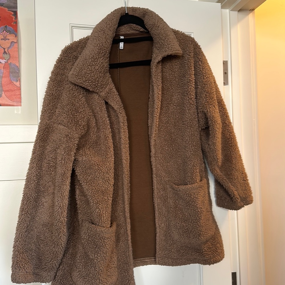 Oversized Brown Faux Fur Coat